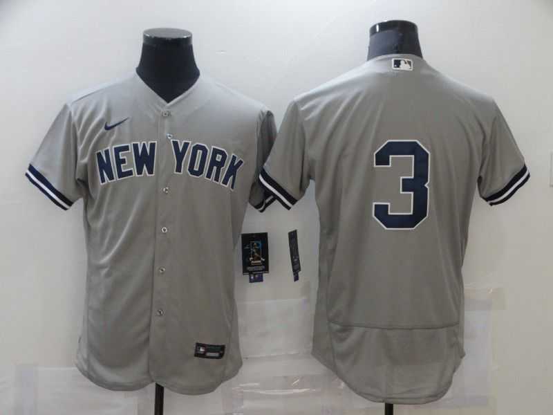 Men New York Yankees 3 No name Grey Elite Nike MLB Jerseys